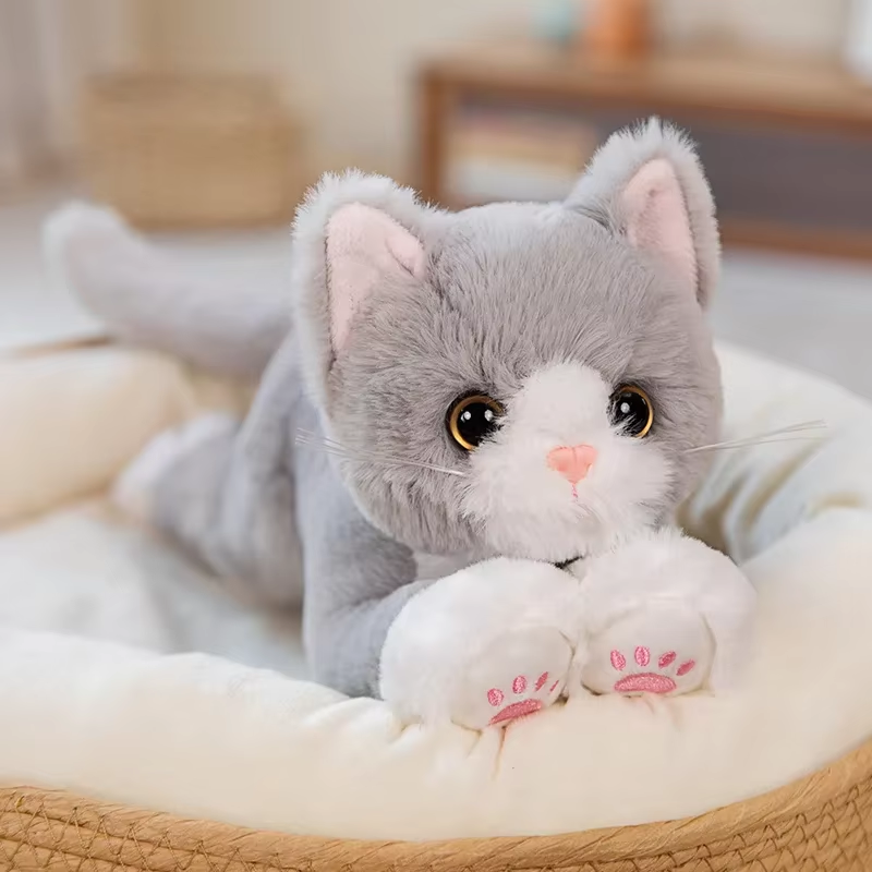 Fluffy Kawaii Grey Kitten Plush