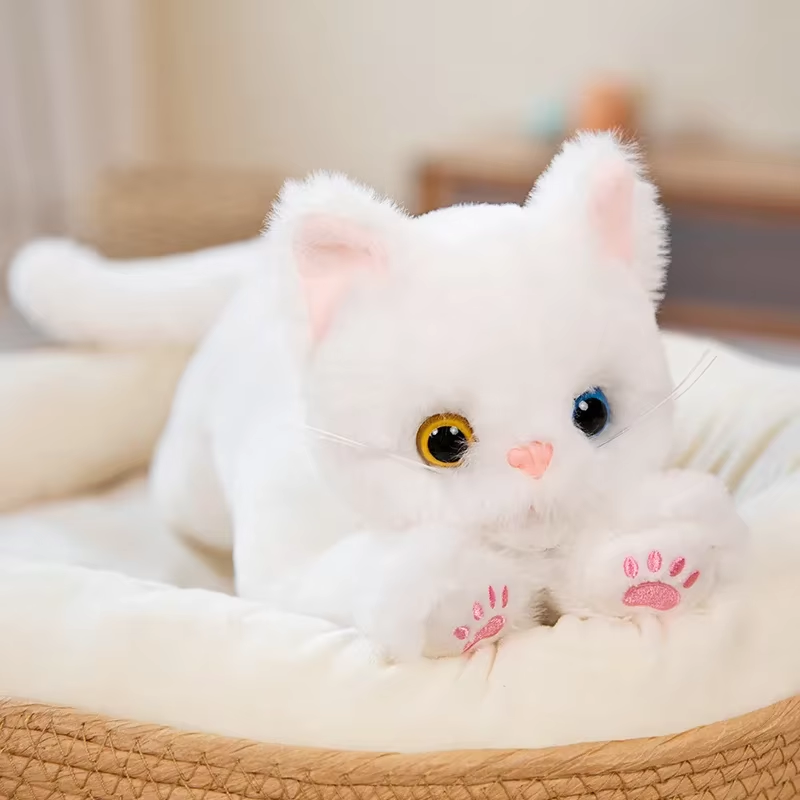 Fluffy Kawaii White Kitten Plush