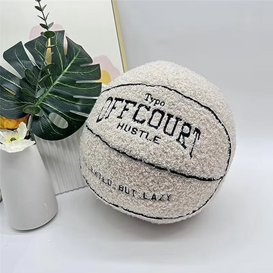 Grey Fluffy Basketball Plush