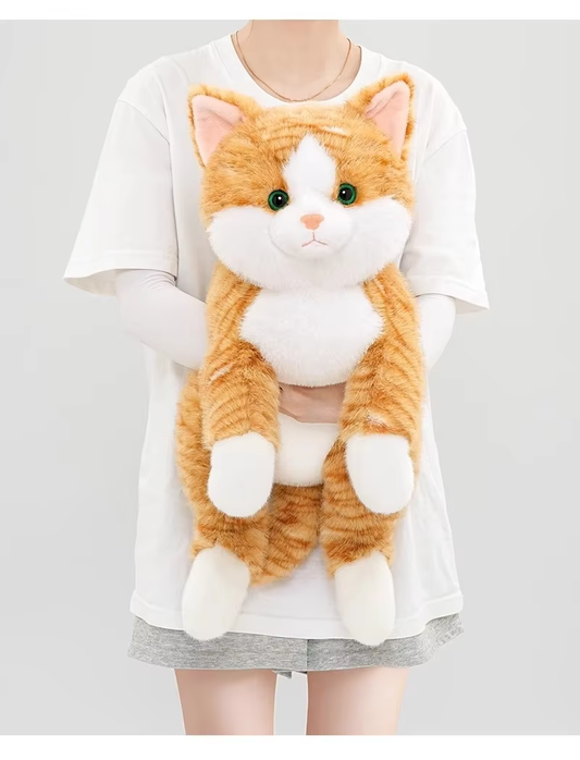 Orange & White Fluffy Cat Plush