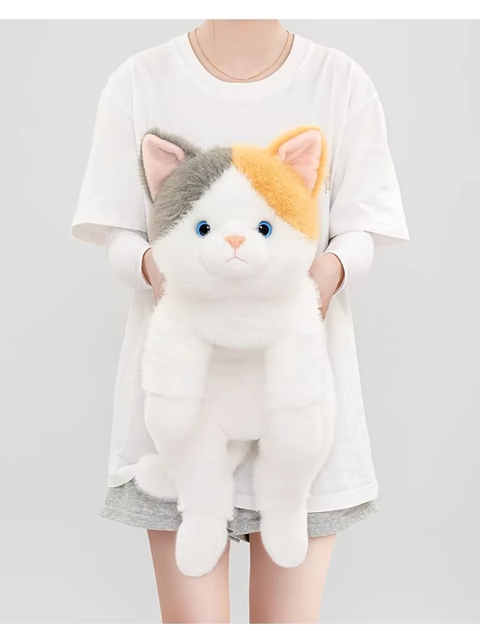 Orange & Grey Ears Fluffy Cat Plush