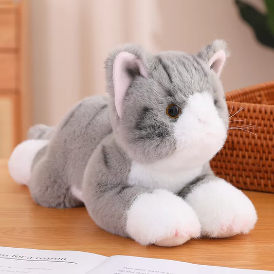 Grey Fluffy Cat Plush