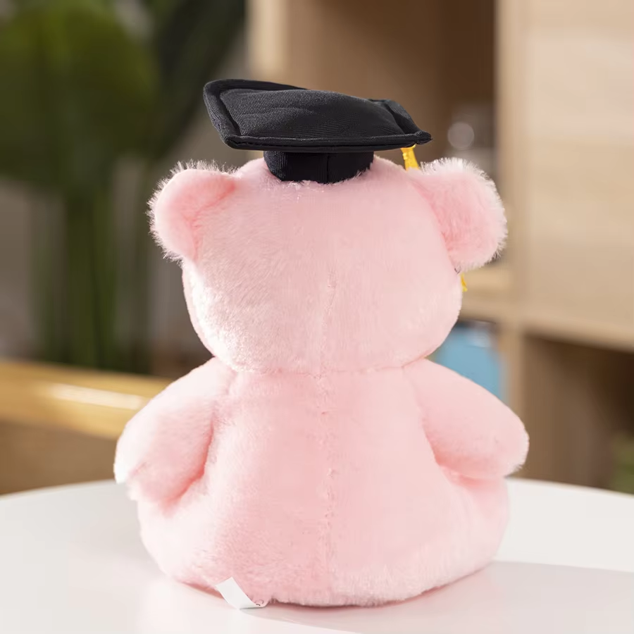 Graduation Pink Bear With Glasses Plush