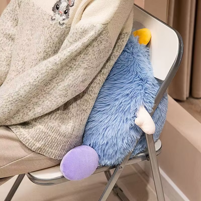 Cute Fluffy Blue Monster With Horns Plush