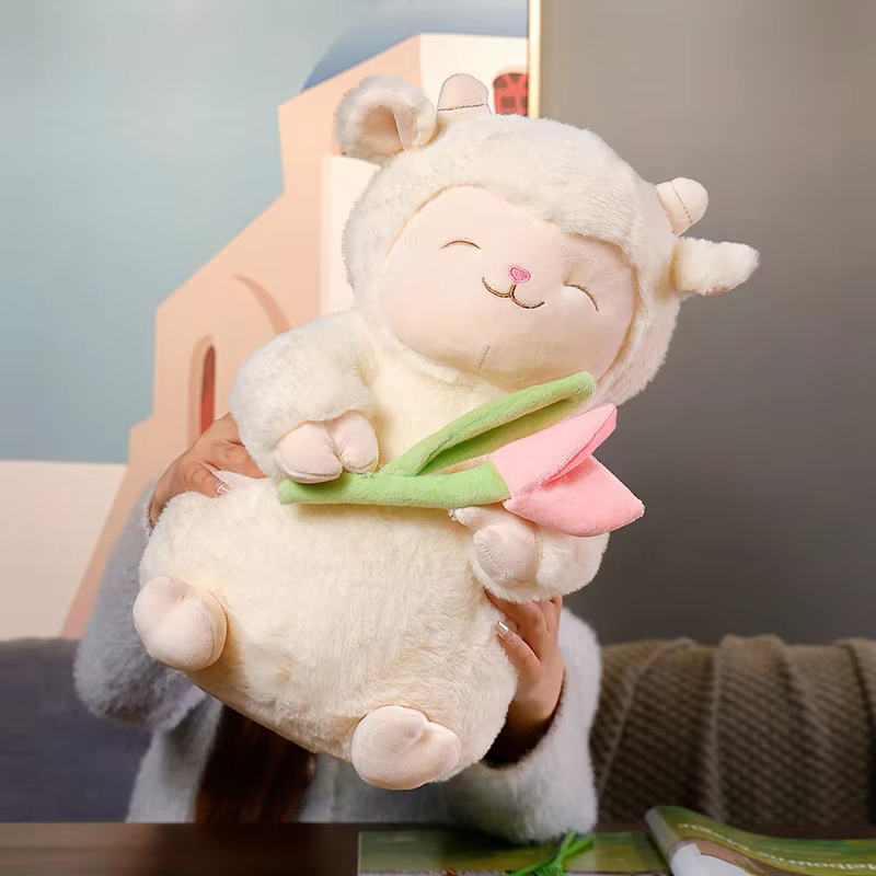 Happy Lamb With Flower Plush
