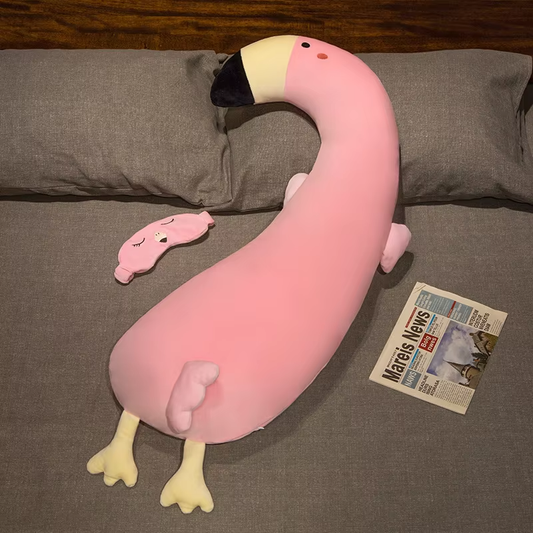 Long Cuddly Flamingo Pillow Plush