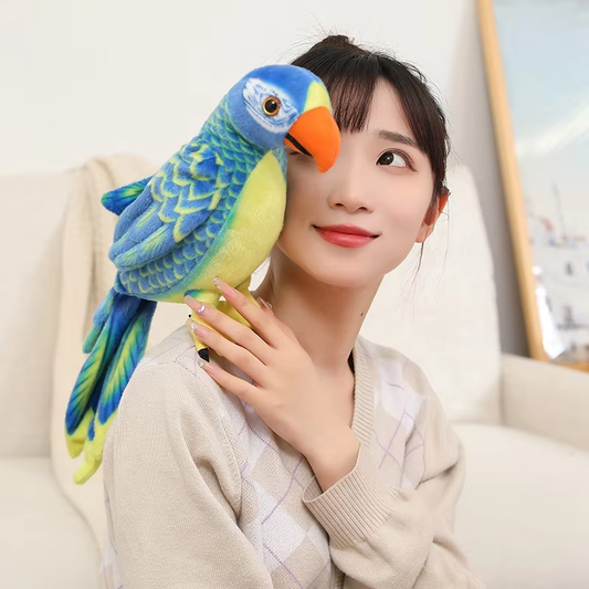 Lifelike Blue & Yellow Parrot Plush