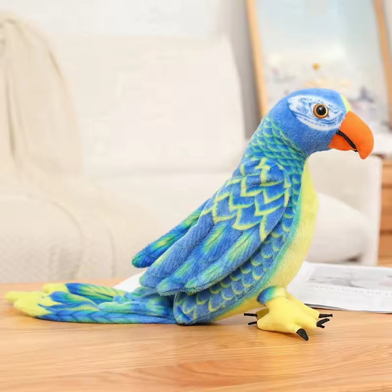 Lifelike Blue & Yellow Parrot Plush