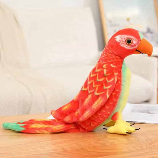 Lifelike Red & Green Parrot Plush