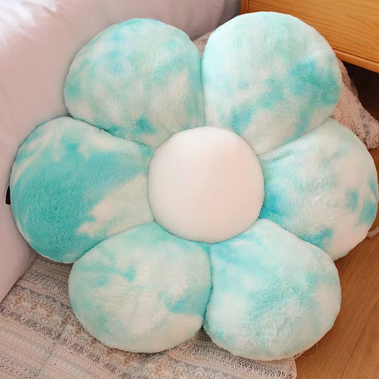 Blue & White Flower Pillow Plush