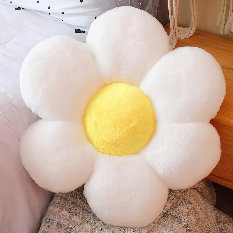 White & Yellow Flower Pillow Plush