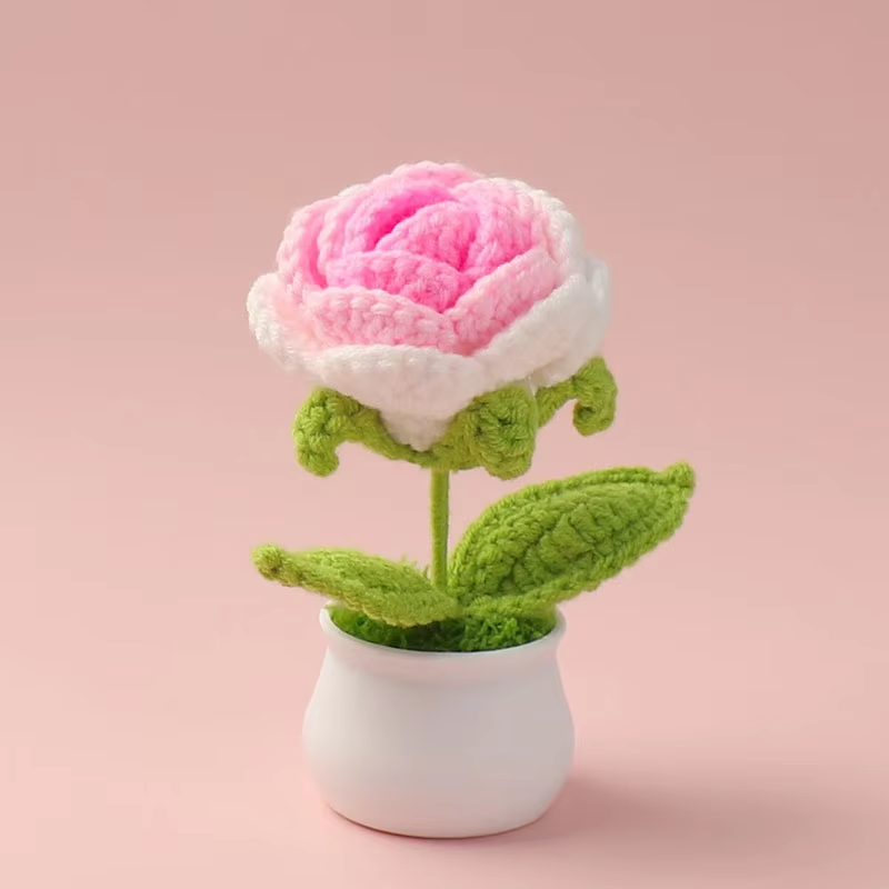 Pink Crochet Flower Plush