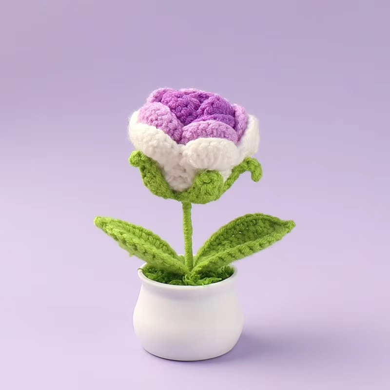 Purple Crochet Flower Plush