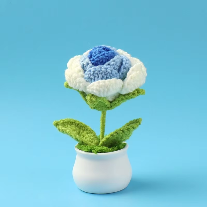 Blue Crochet Flower Plush