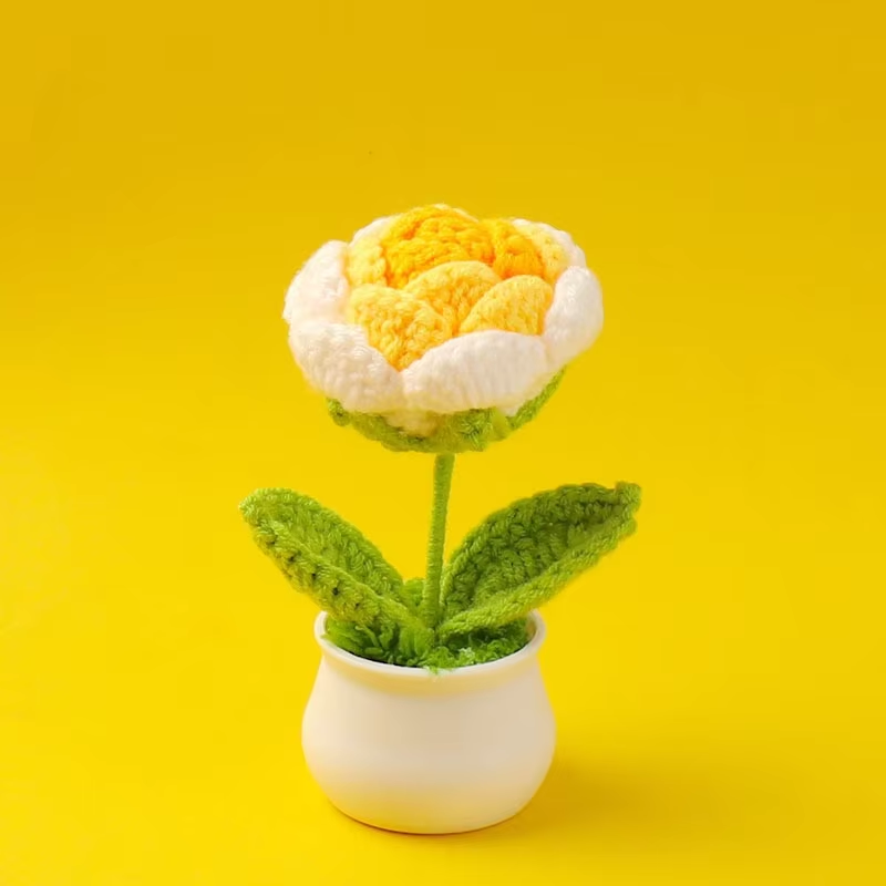 Yellow Crochet Flower Plush