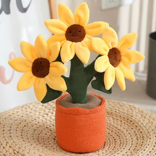 Orange Pot Sunflower Plush