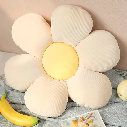 Soft White & Yellow Flower Pillow Plush