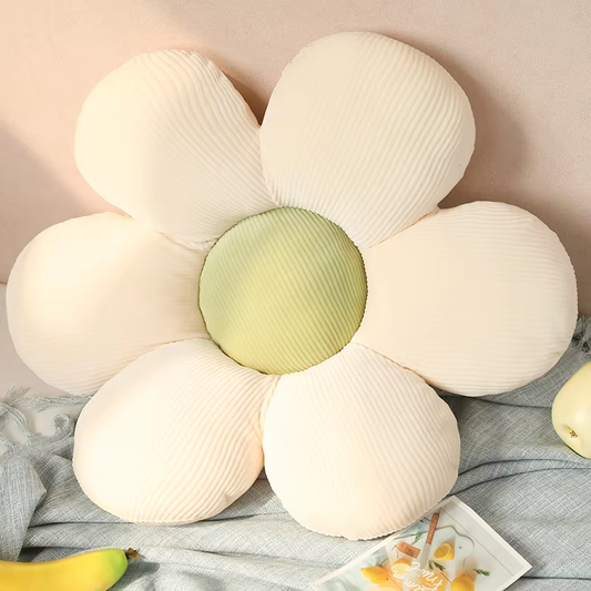 Soft White & Green Flower Pillow Plush