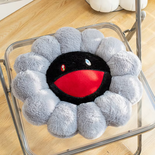 Happy Grey Flower Plush