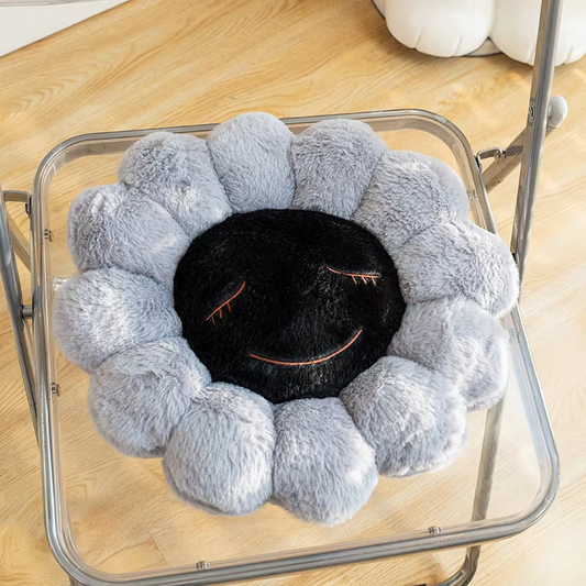 Smiling Grey Flower Plush