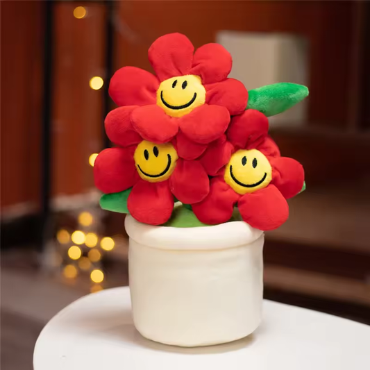 Smiling Red Flower With Pot Plush