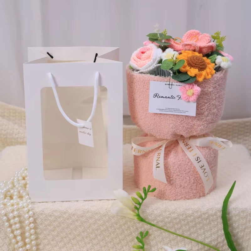 Classy Pink Flowers Bouquet Plush