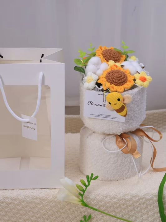 Classy Sunflower With Bee Bouquet Plush