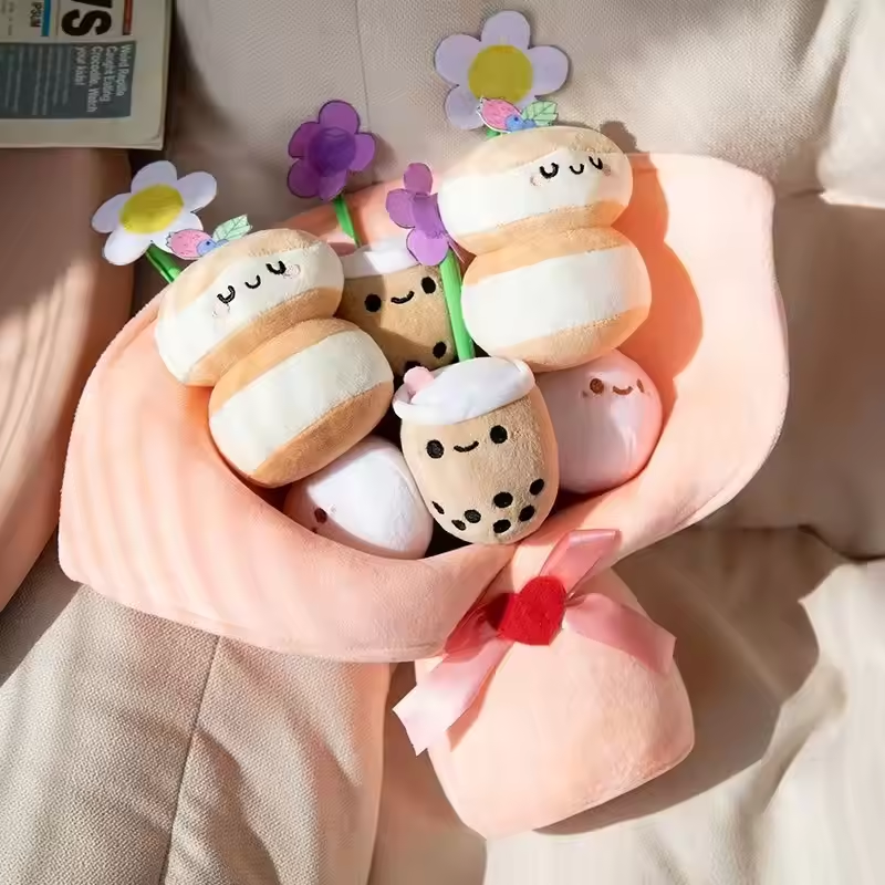 Cute Boba Tea & Cake Bouquet Plush