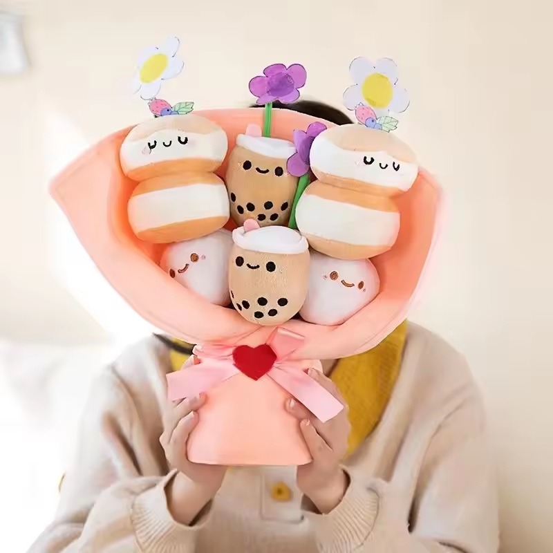 Cute Boba Tea & Cake Bouquet Plush