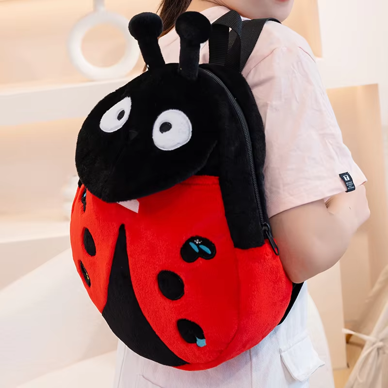 Fluffy Ladybug Backpack Plush