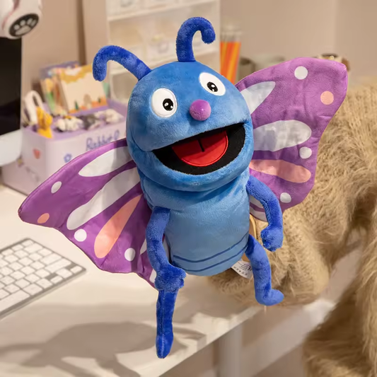 Blue Happy Butterlfy Puppet Plush
