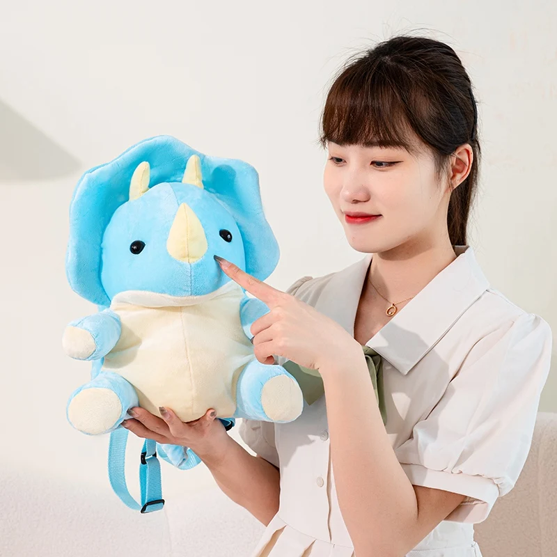 Blue Cute Triceratops Backpack