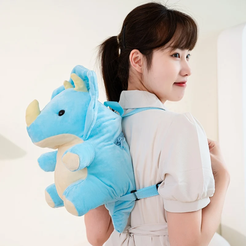 Blue Cute Triceratops Backpack