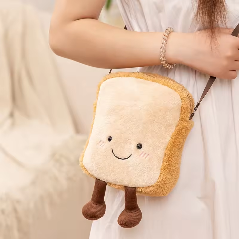 Cute Bread Slice Plush Handbag