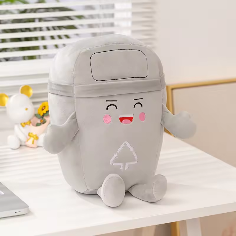 Grey Trash Can Plush