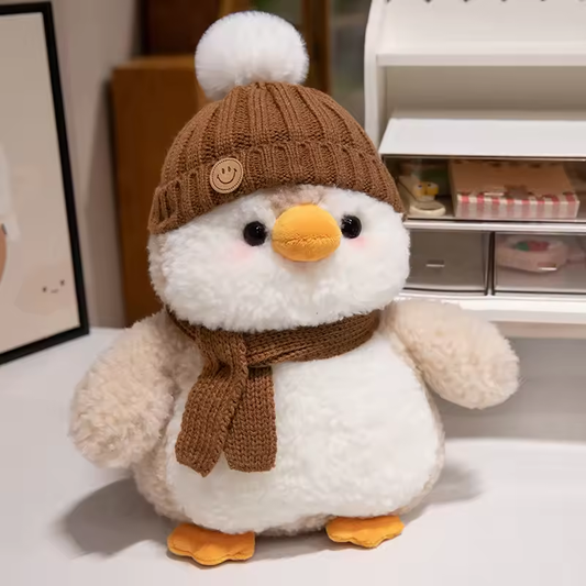 Brown Winter Penguin Plush