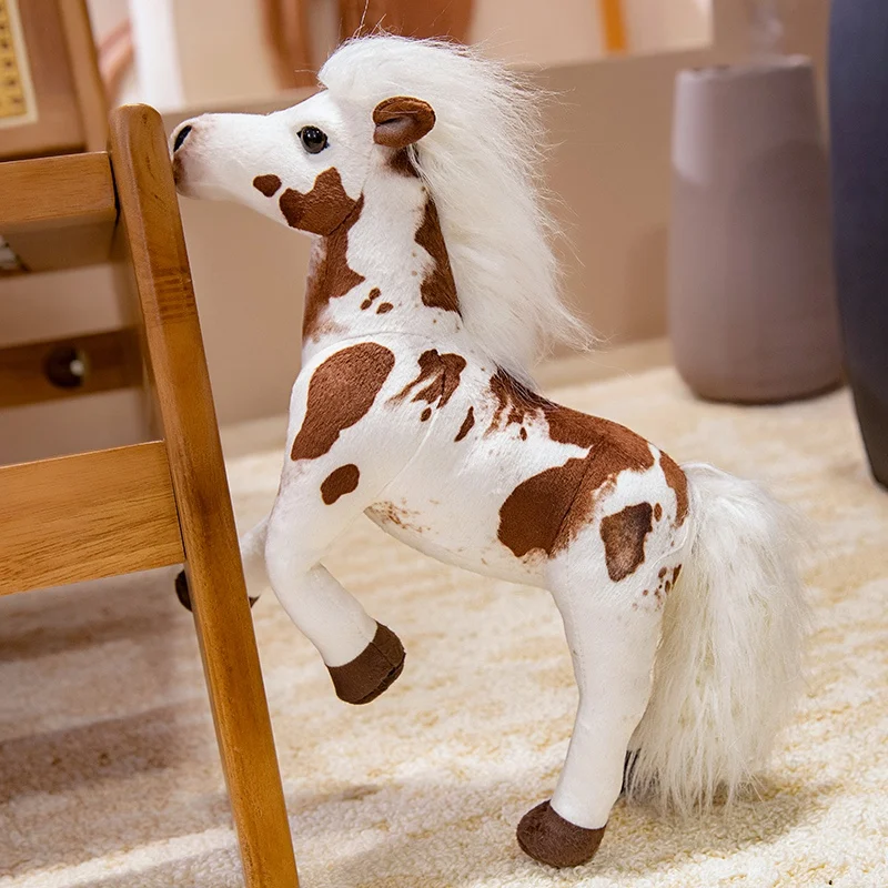 Majestic White & Brown Horse Plush