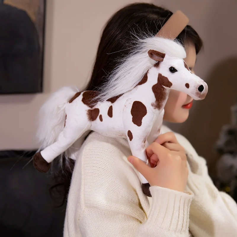 Majestic White & Brown Horse Plush