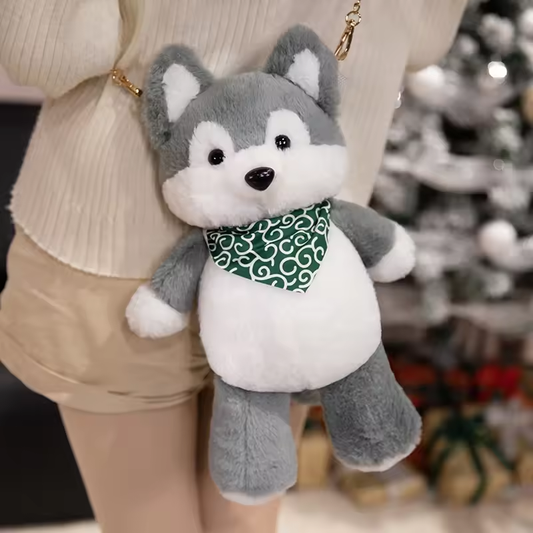 Grey Wolf Fluffy Backpack