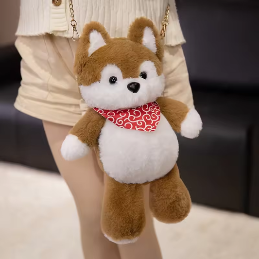 Brown Wolf Fluffy Backpack