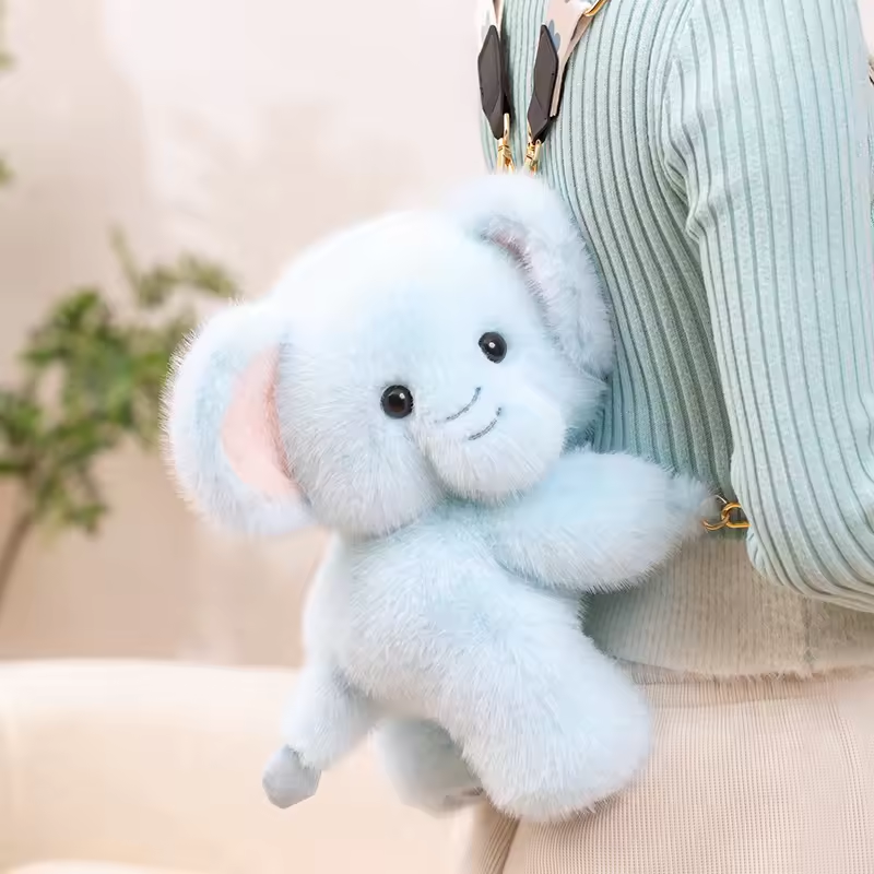 Adorable Fluffy Blue Elephant Backpack
