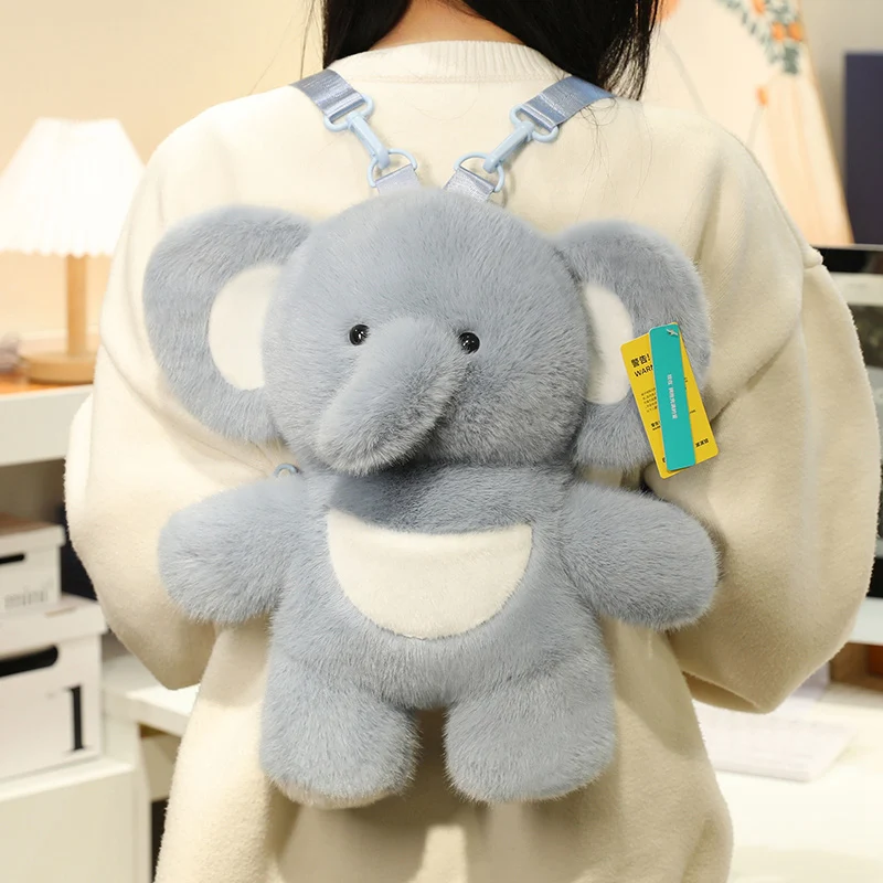 Adorable Fluffy Elephant Backpack