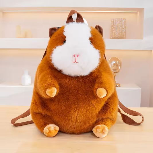 White & Brown Fluffy Guinea Pig Backpack