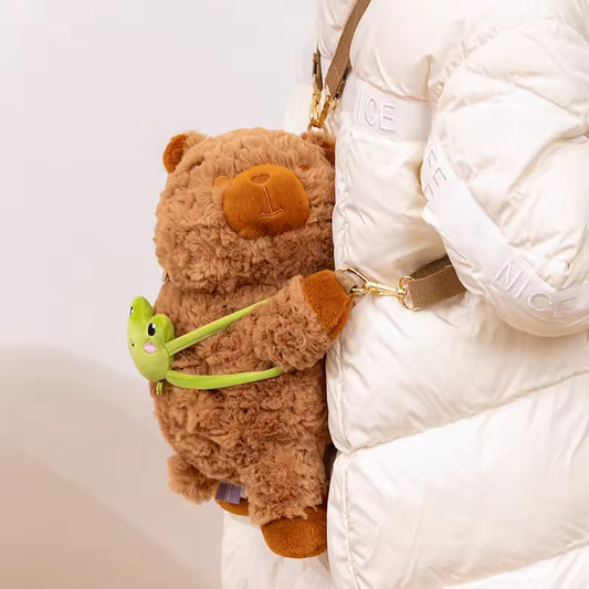 Brown Fuzzy Bear Backpack