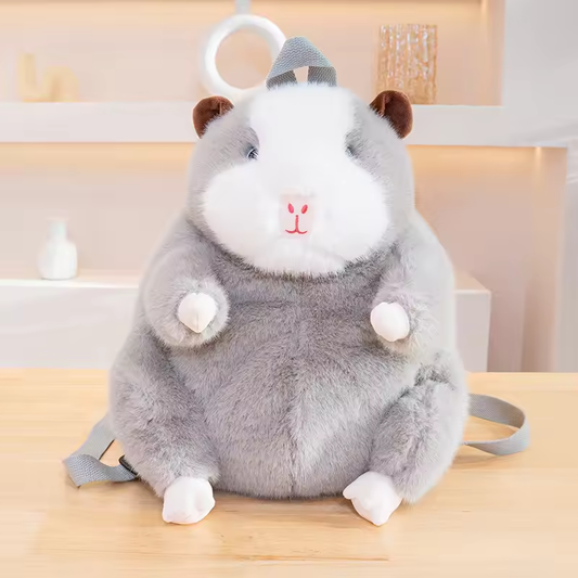 Grey & White Fluffy Guinea Pig Backpack