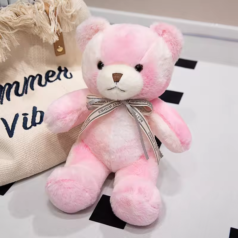 Pink & White Fluffy Bear Plush Toy