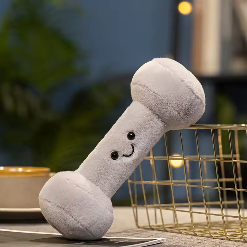 Grey Happy Dumbbell Plush Toy