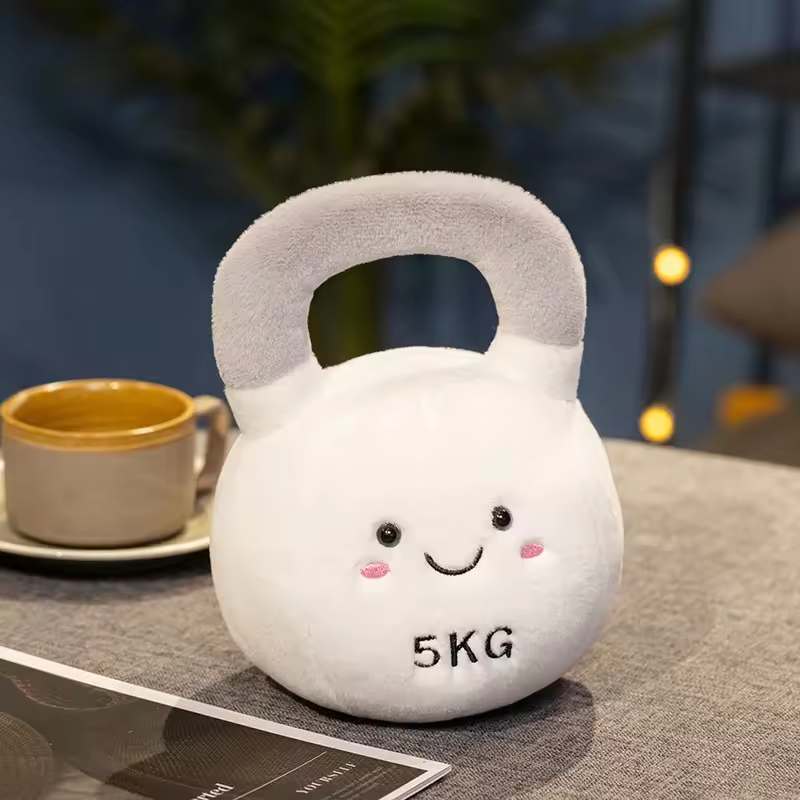 White Happy Kettlebell Plush Toy