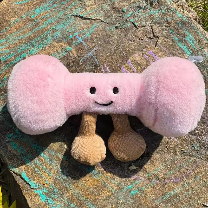 Fluffy Pink Gym Dumbbell Plush Toy