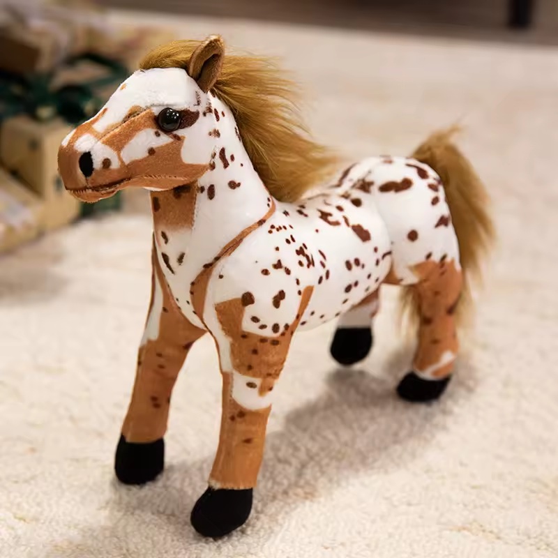 Brown Dotted White Horse Plush
